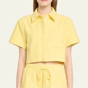 Simkhai Ireland Cropped Shirt In Sulfur Size S